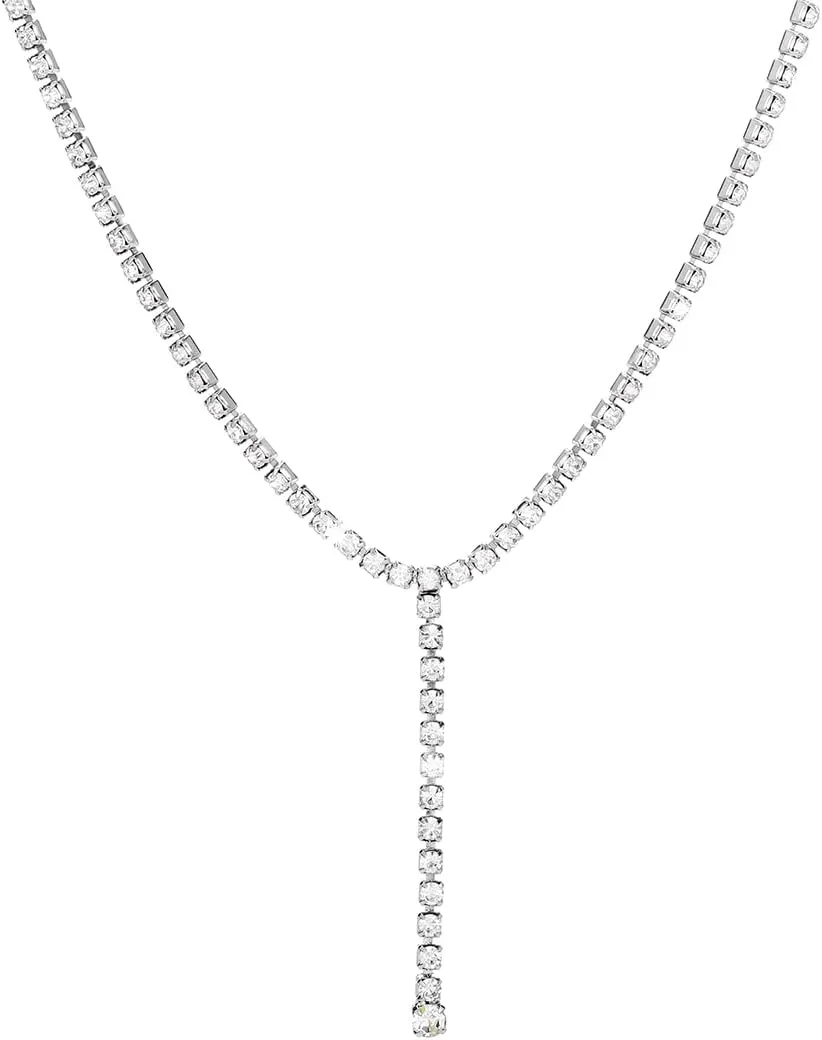 Uranian Gold Pendant Necklaces Dainty Y-shape Necklace Silver Choker Necklaces Bridal Rhinestone Necklaces Chain Wedding Jewelry for Women