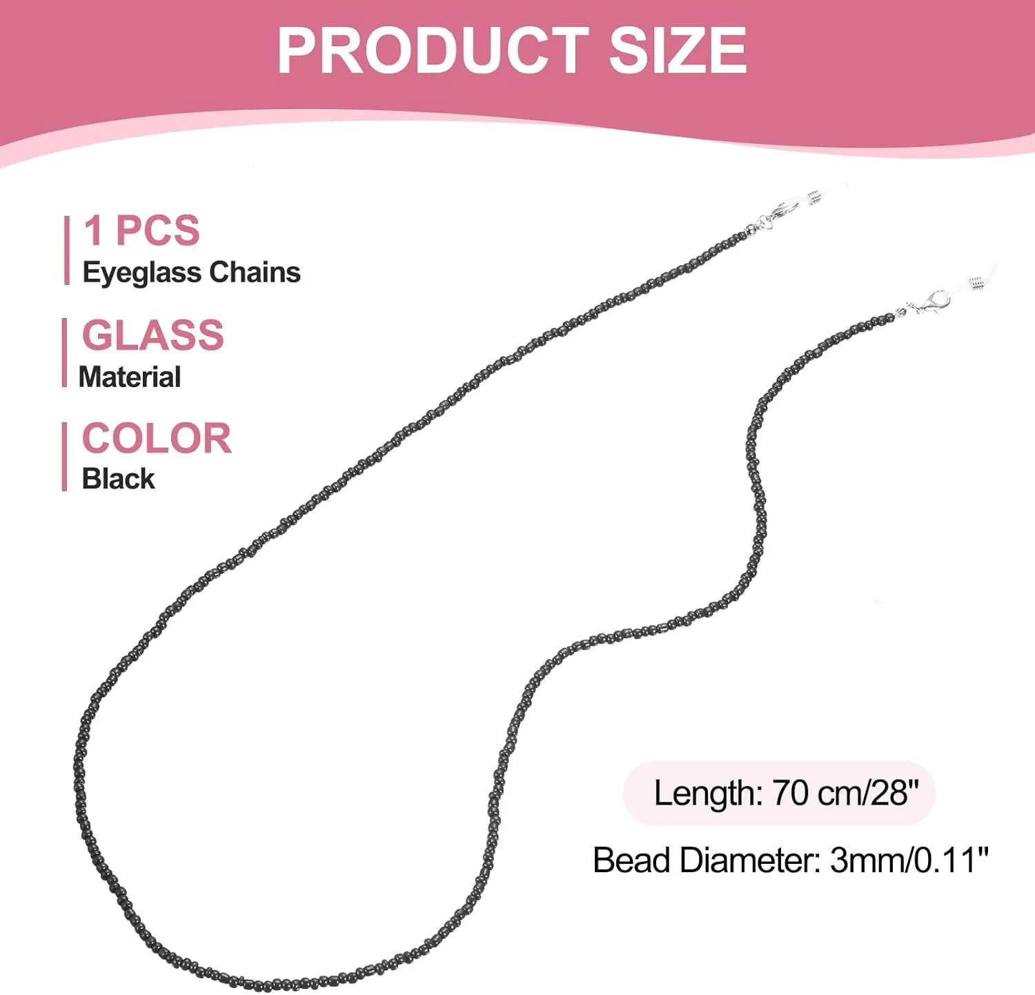uxcell Eyeglass Chains for Women, Eyeglass Holder Bead Chains Adjustable Sunglasses Lanyards Holder Chains for Glass