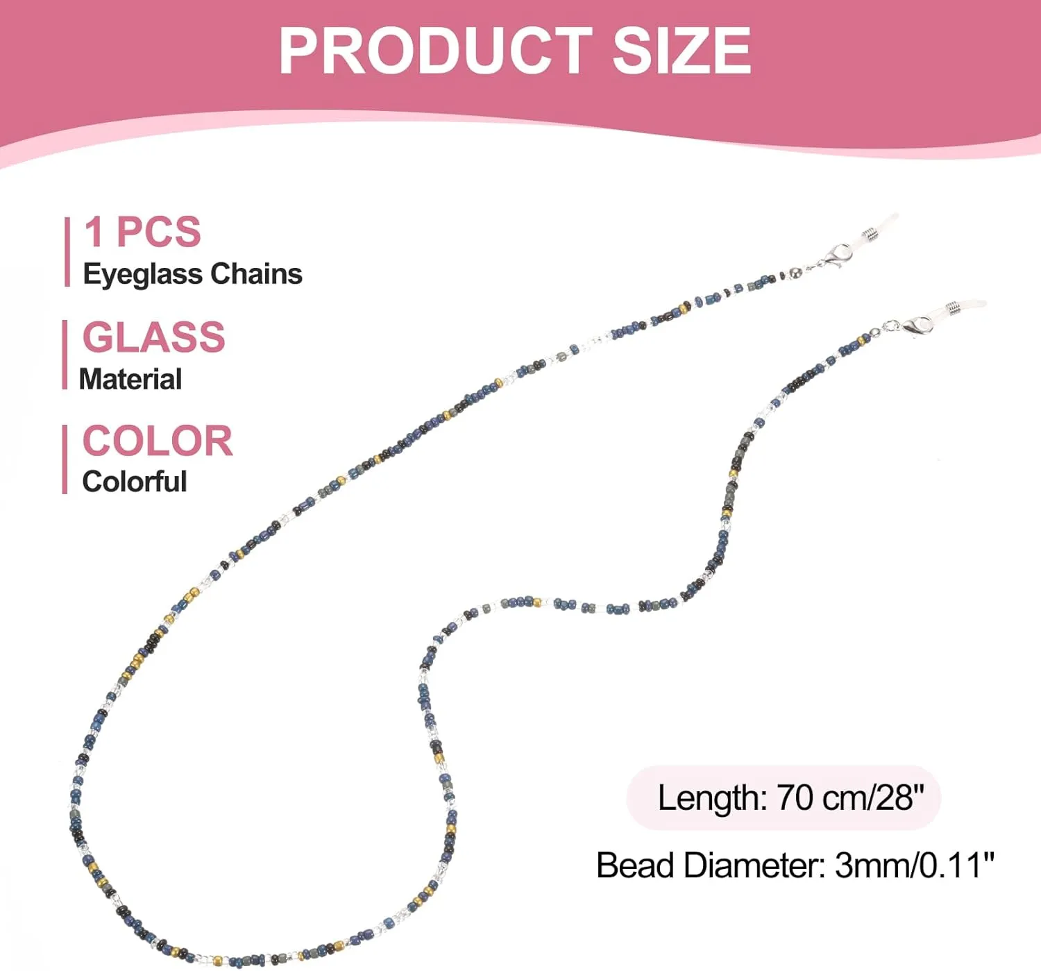 uxcell Eyeglass Chains for Women, Eyeglass Holder Bead Chains Adjustable Sunglasses Lanyards Holder Chains for Glass