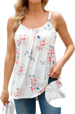 V FOR CITY Camisole Top for Women with Built in Bra Adjustable Strap Tank Top Summer Loose Fit Cami Shirt S-3XL