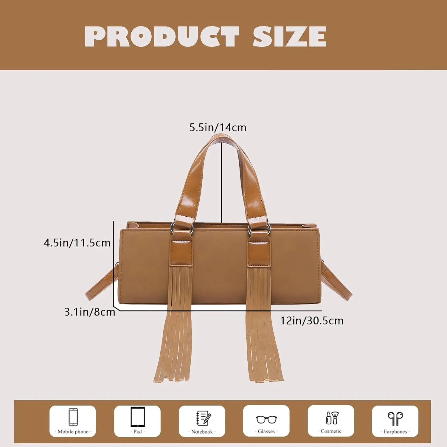 Vegan Leather Tote Bag for Women, Designer Work Purse with Gold Chain Strap & Zipper