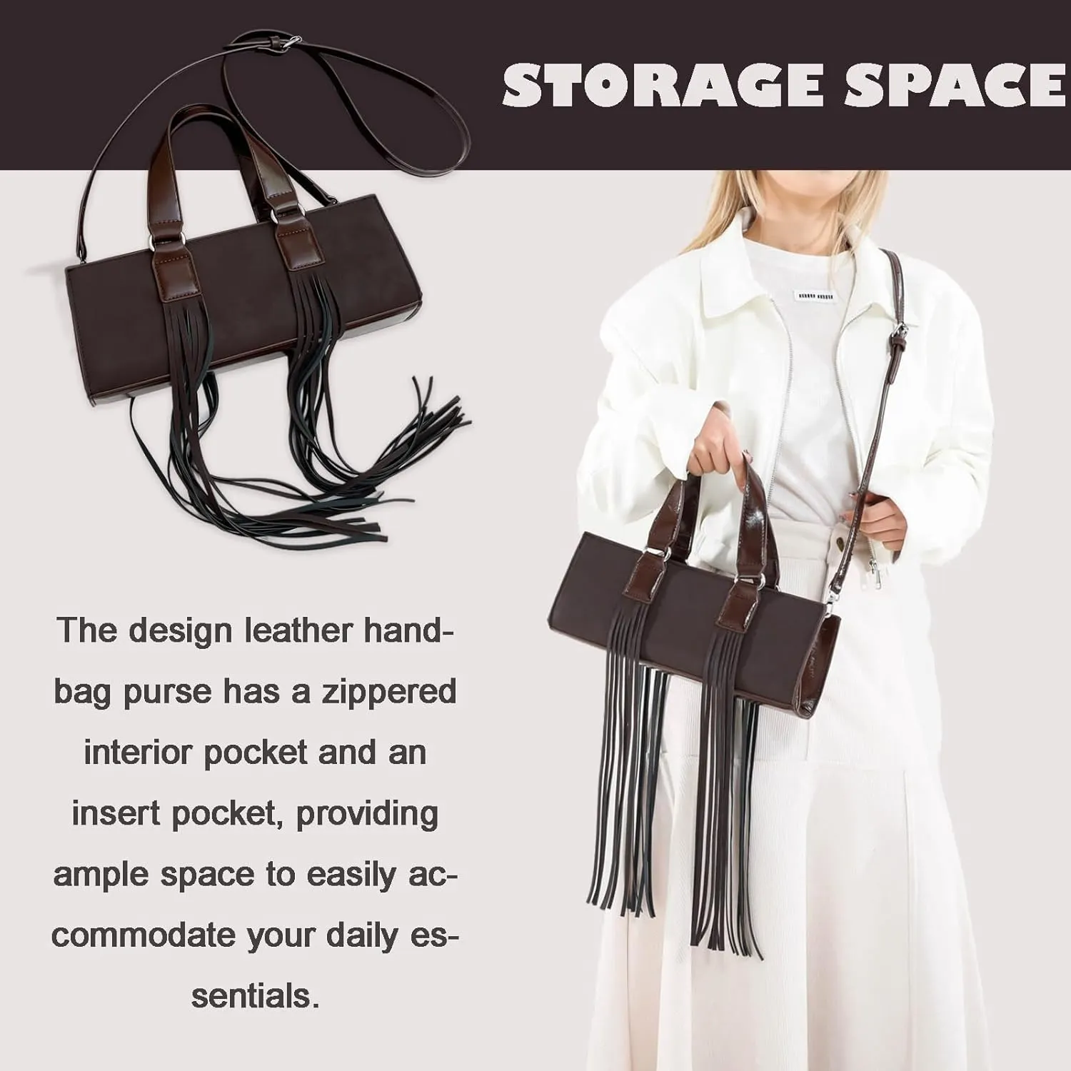 Vegan Leather Tote Bag for Women, Designer Work Purse with Gold Chain Strap & Zipper