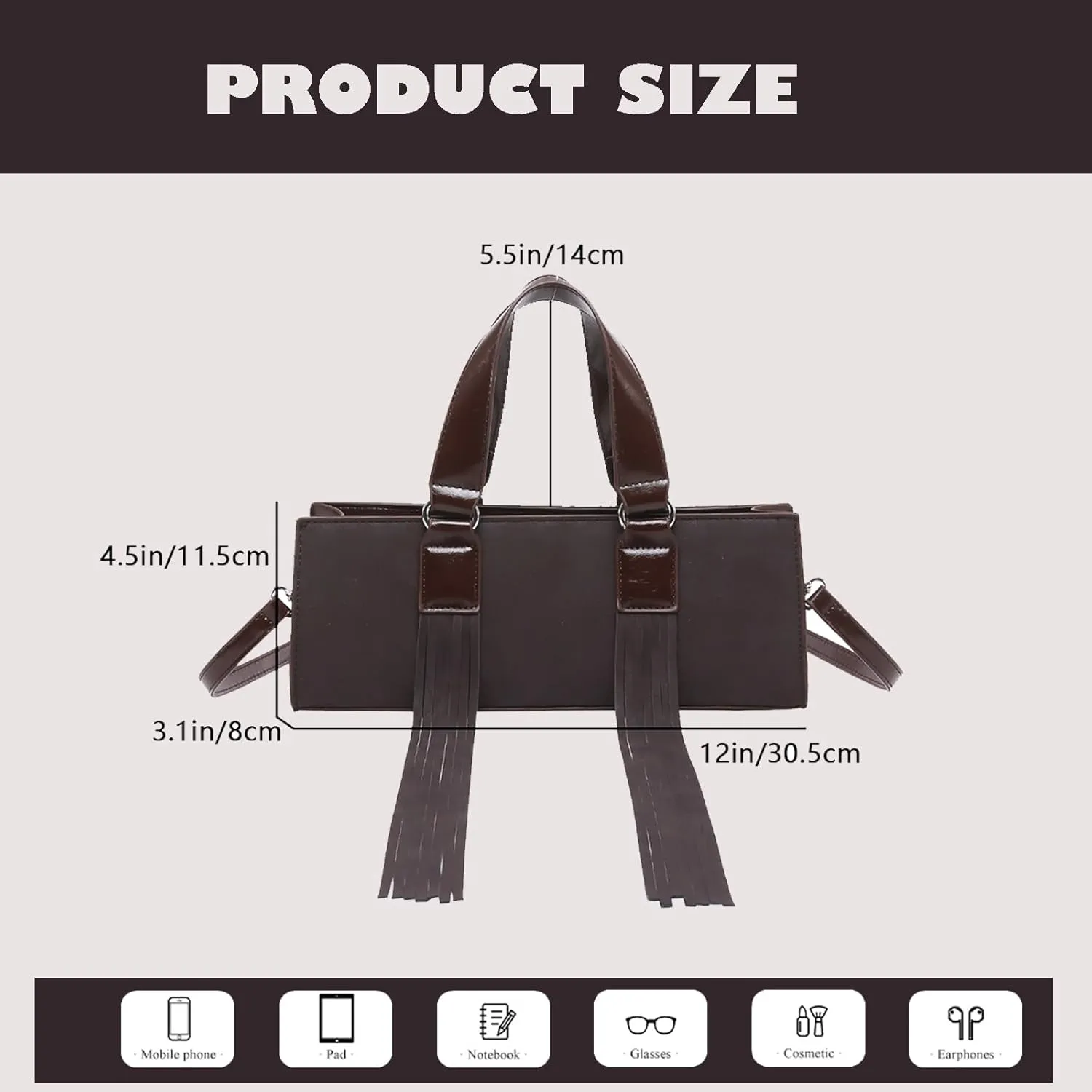Vegan Leather Tote Bag for Women, Designer Work Purse with Gold Chain Strap & Zipper