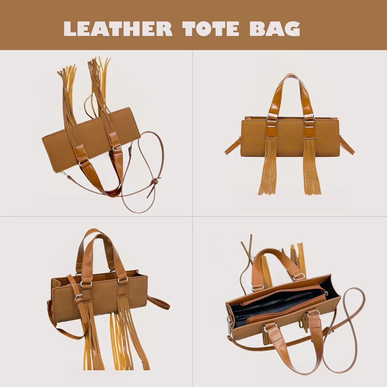Vegan Leather Tote Bag for Women, Designer Work Purse with Gold Chain Strap & Zipper