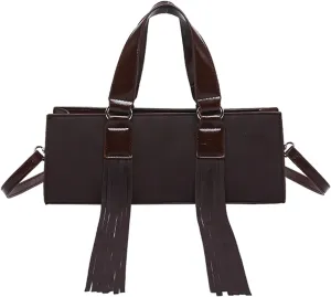 Vegan Leather Tote Bag for Women, Designer Work Purse with Gold Chain Strap & Zipper