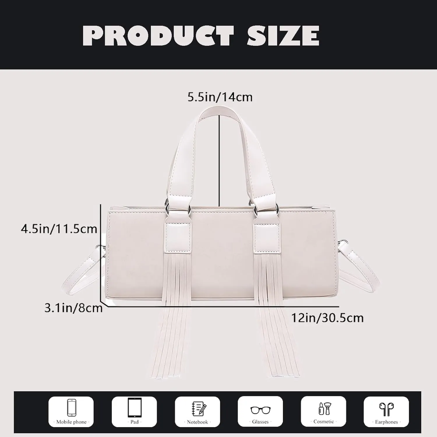 Vegan Leather Tote Bag for Women, Designer Work Purse with Gold Chain Strap & Zipper