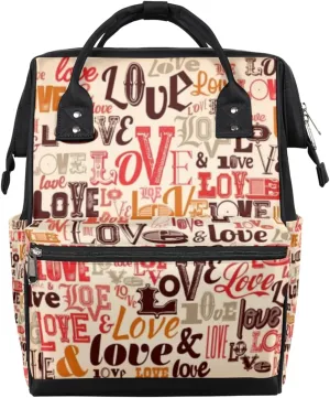 Vinyl Wall Murals Romantic Love Diaper Bag Tote Large Capacity Waterproof with Adjustable Shoulder Strap and Pram Straps Mommy Bag for Hospital Beach Weekender Travel