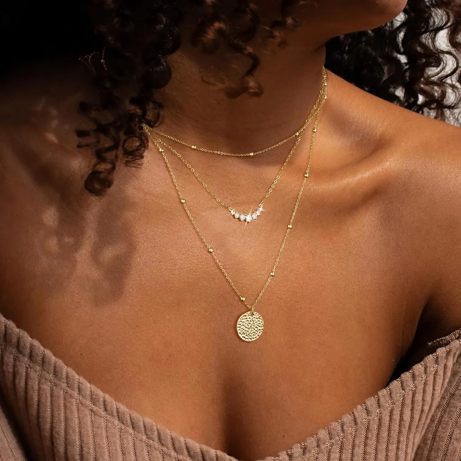 VIROMY Gold Necklace for Women 14k Gold Chain Necklaces Dainty Layered Necklaces Simple Stackable Pendant Necklaces Herringbone Cuban Paperclip Chain Gold Choker Necklaces Gold Jewelry for Women