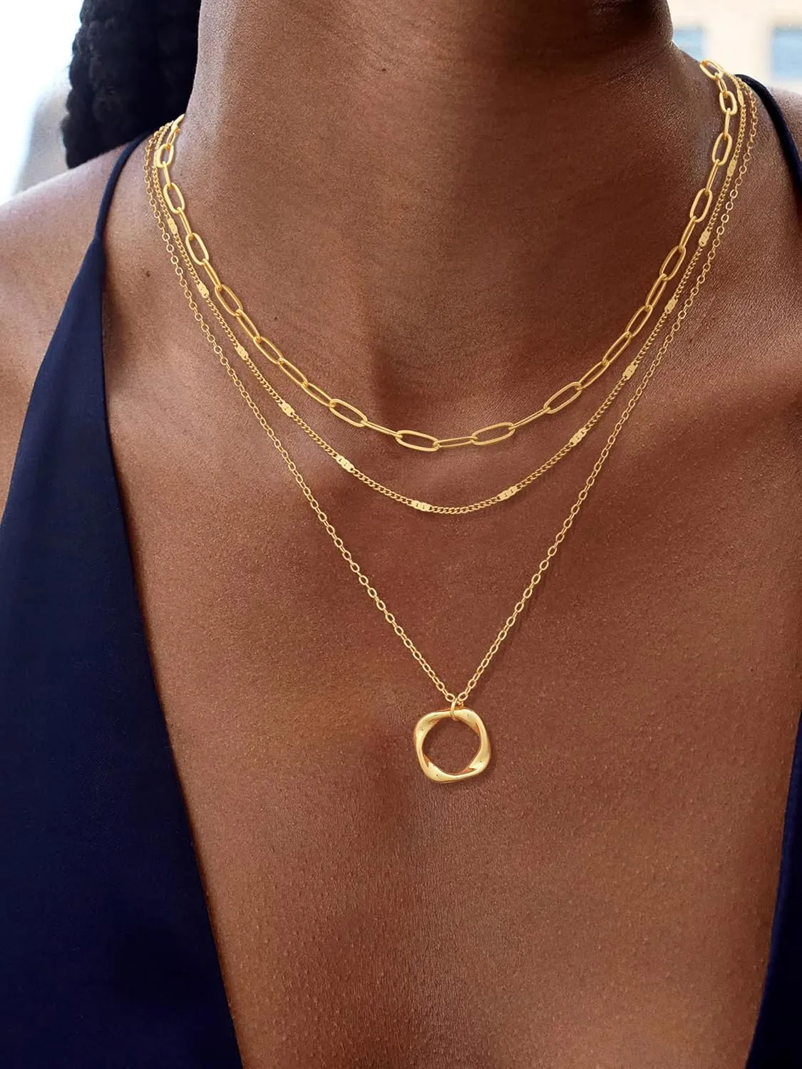 VIROMY Gold Necklace for Women 14k Gold Chain Necklaces Dainty Layered Necklaces Simple Stackable Pendant Necklaces Herringbone Cuban Paperclip Chain Gold Choker Necklaces Gold Jewelry for Women