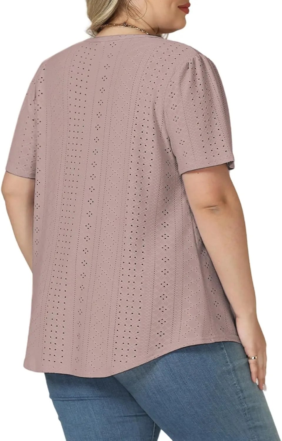 VISLILY Womens-Plus-Size-Summer-Tops Trendy Eyelet Embroidery T Shirts Cute Curved Hem Tunics Casual Short Sleeve Blouse Tees