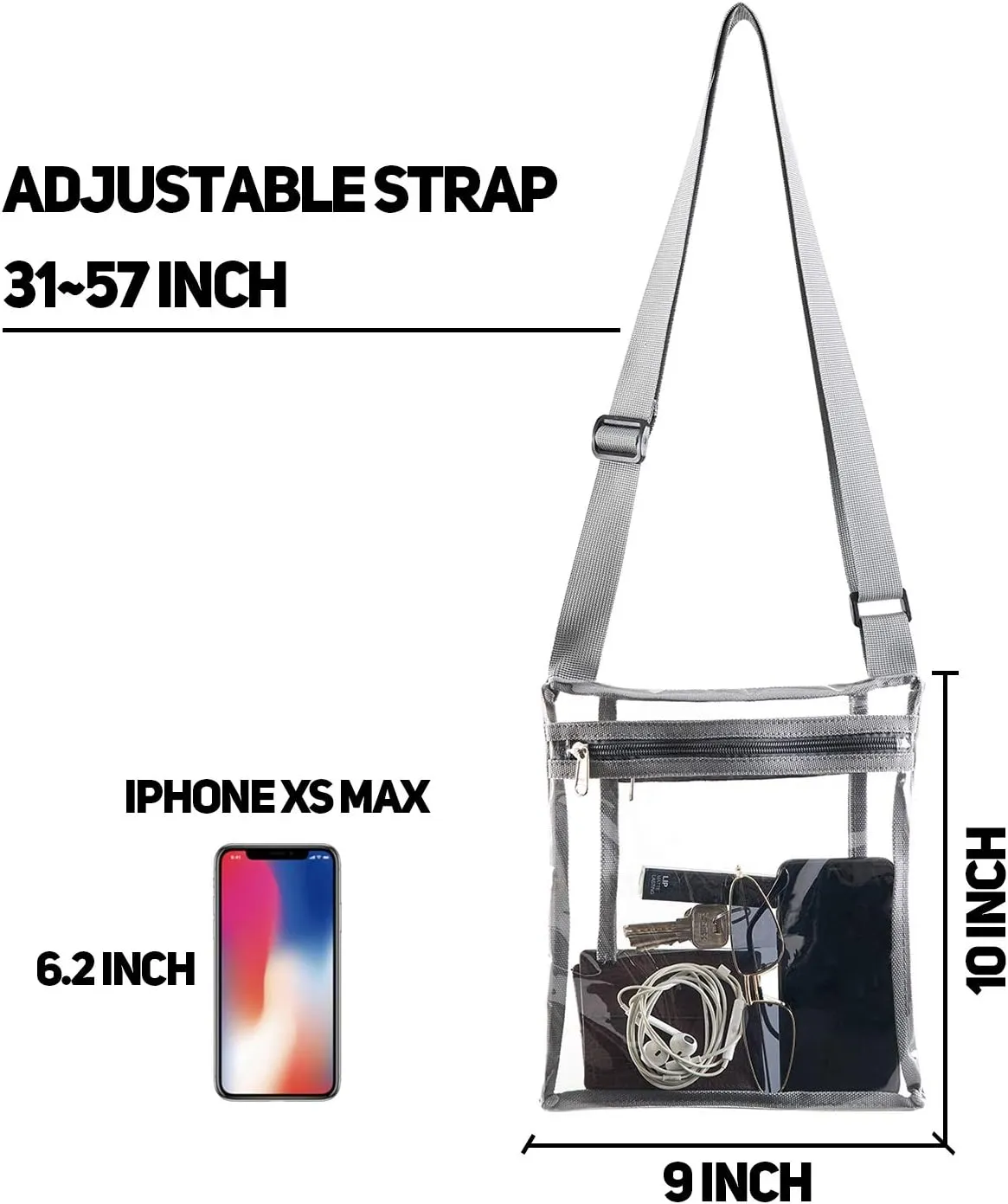 Vorspack Stadium Approved Clear Purse - TPU Crossbody Bag for Women - Concert