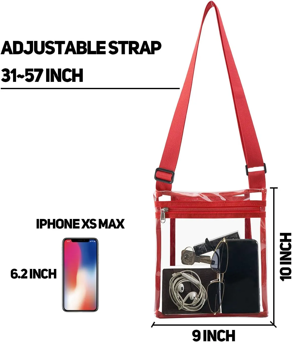 Vorspack Stadium Approved Clear Purse - TPU Crossbody Bag for Women - Concert