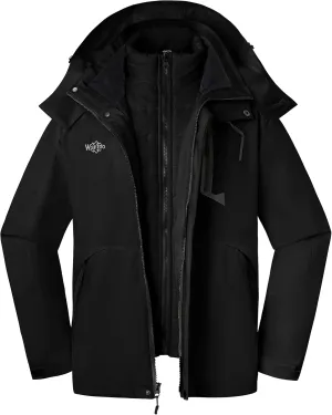 Wantdo Men's Waterproof 3-in-1 Ski Jacket Warm Winter Snow Coat Windproof Rain Jackets Snowboarding Jackets