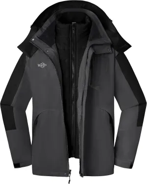 Wantdo Men's Waterproof 3-in-1 Ski Jacket Warm Winter Snow Coat Windproof Rain Jackets Snowboarding Jackets