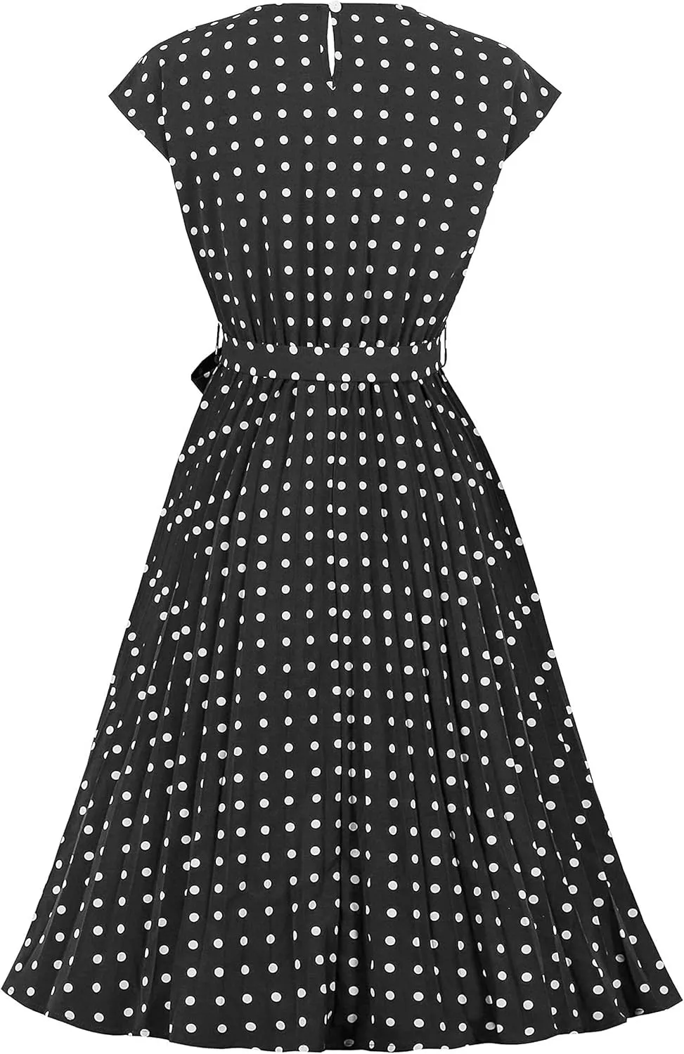 Wellwits Women's Cap Sleeves Pleated 40s 50s Vintage Dress