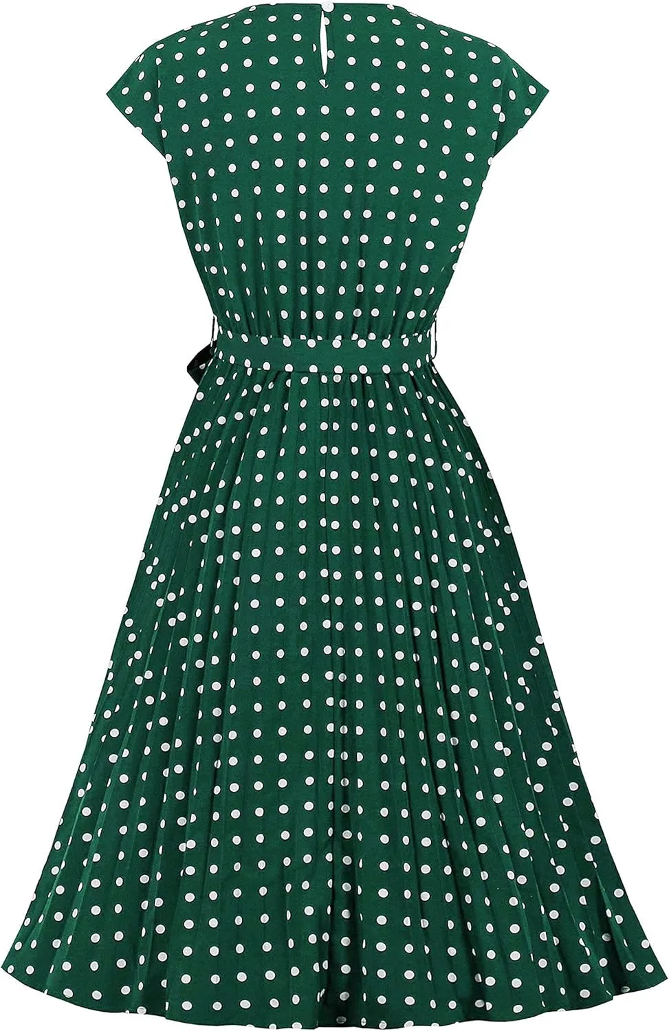 Wellwits Women's Cap Sleeves Pleated 40s 50s Vintage Dress