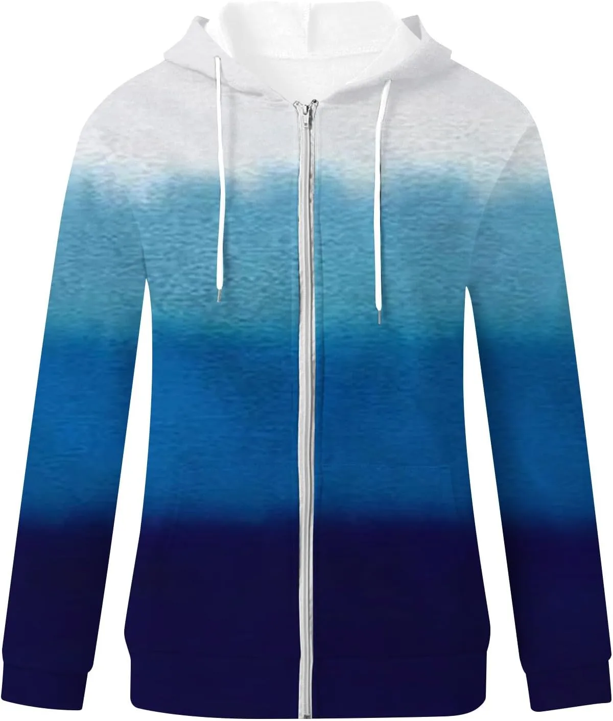 Winter Coats for Women Full Zip Drawstring Hoodies Gradient Long Sleeve Fall Jackets with Pockets Outdoor