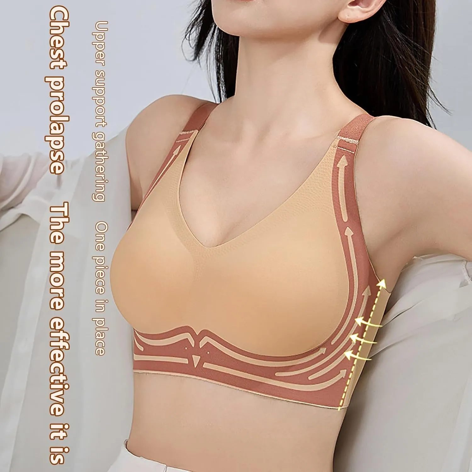 Wireless Bra Lifting Bras Anti-Sagging Super Gather Bra Comfort Pushup Bra for Older Women