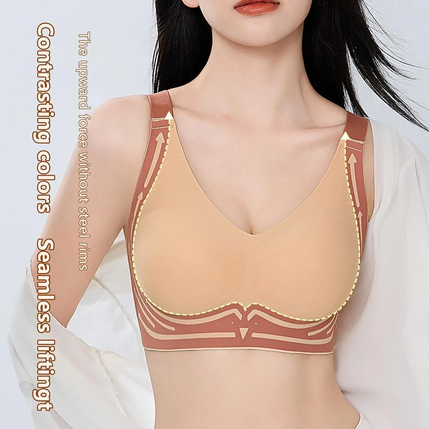 Wireless Bra Lifting Bras Anti-Sagging Super Gather Bra Comfort Pushup Bra for Older Women