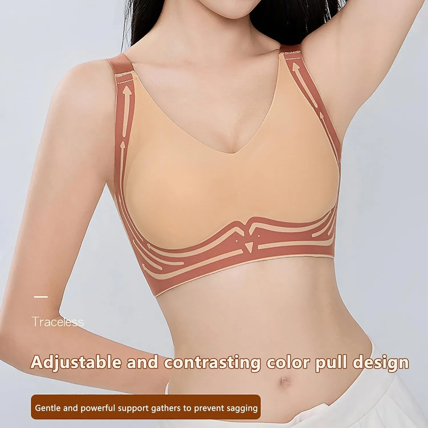 Wireless Bra Lifting Bras Anti-Sagging Super Gather Bra Comfort Pushup Bra for Older Women