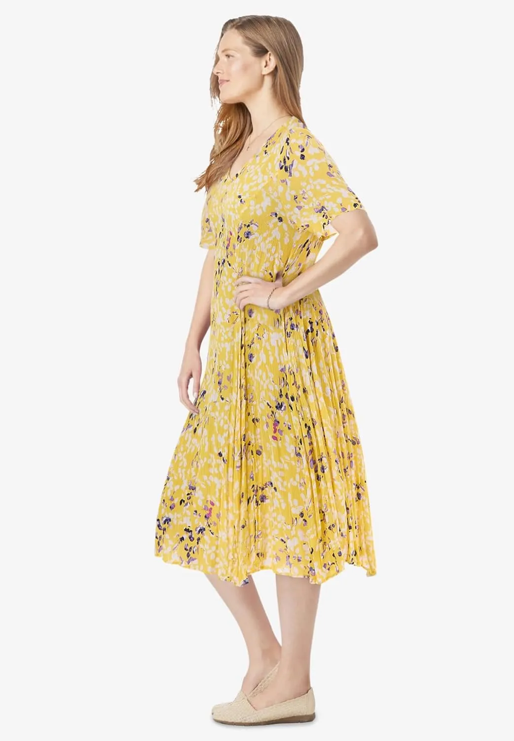 Woman Within Women's Plus Size Short Crinkle Dress
