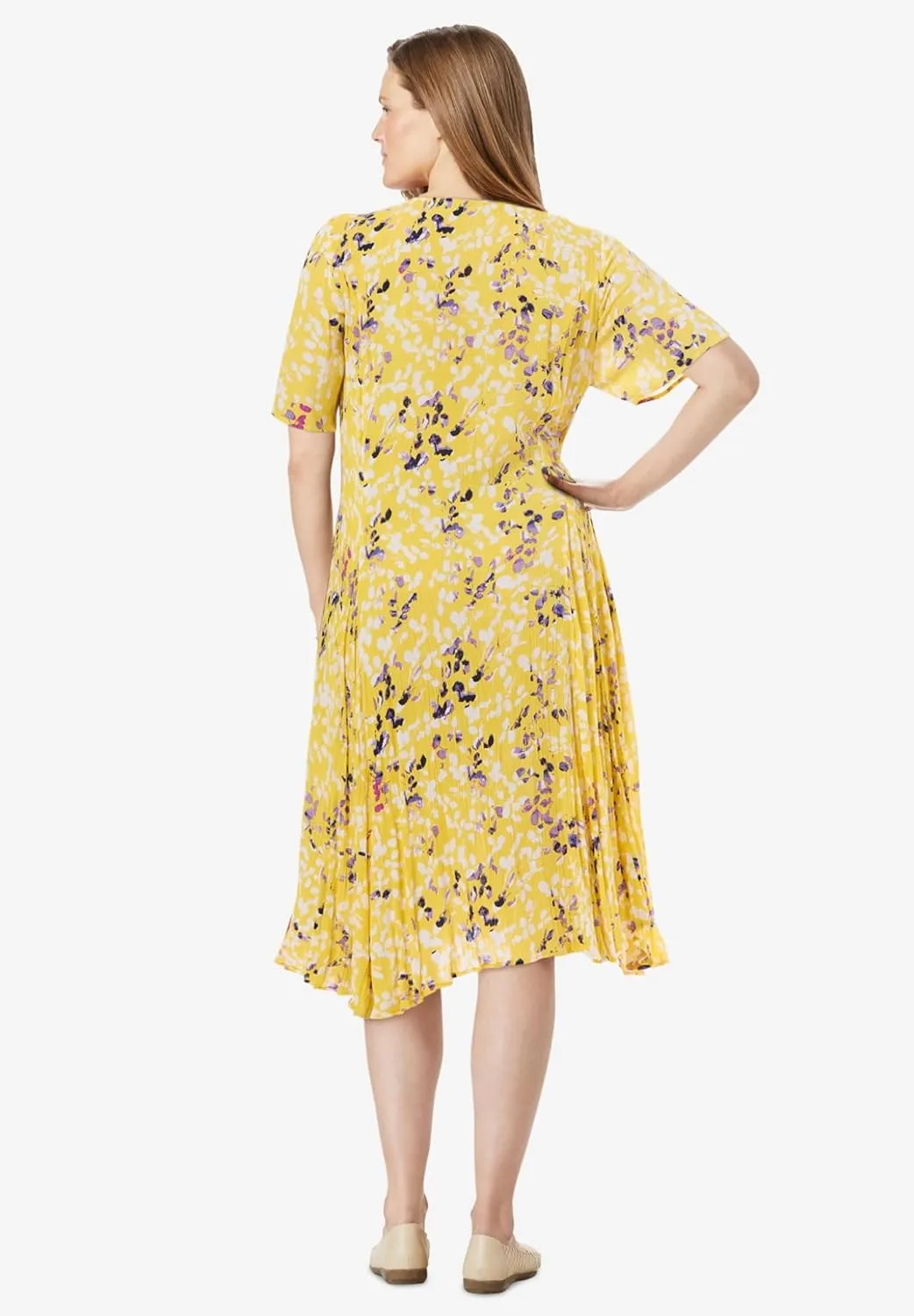 Woman Within Women's Plus Size Short Crinkle Dress