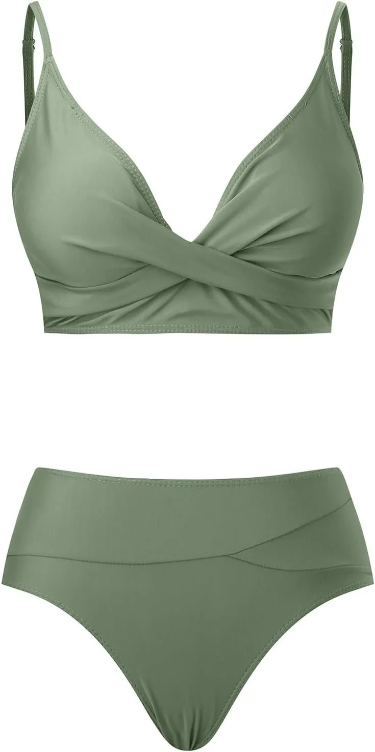 Women Bikini Set Sexy High Waisted Bathing Suits Two Piece Swimsuits 2 Piece Slimming Bathing Swim Suits Swimwear Set
