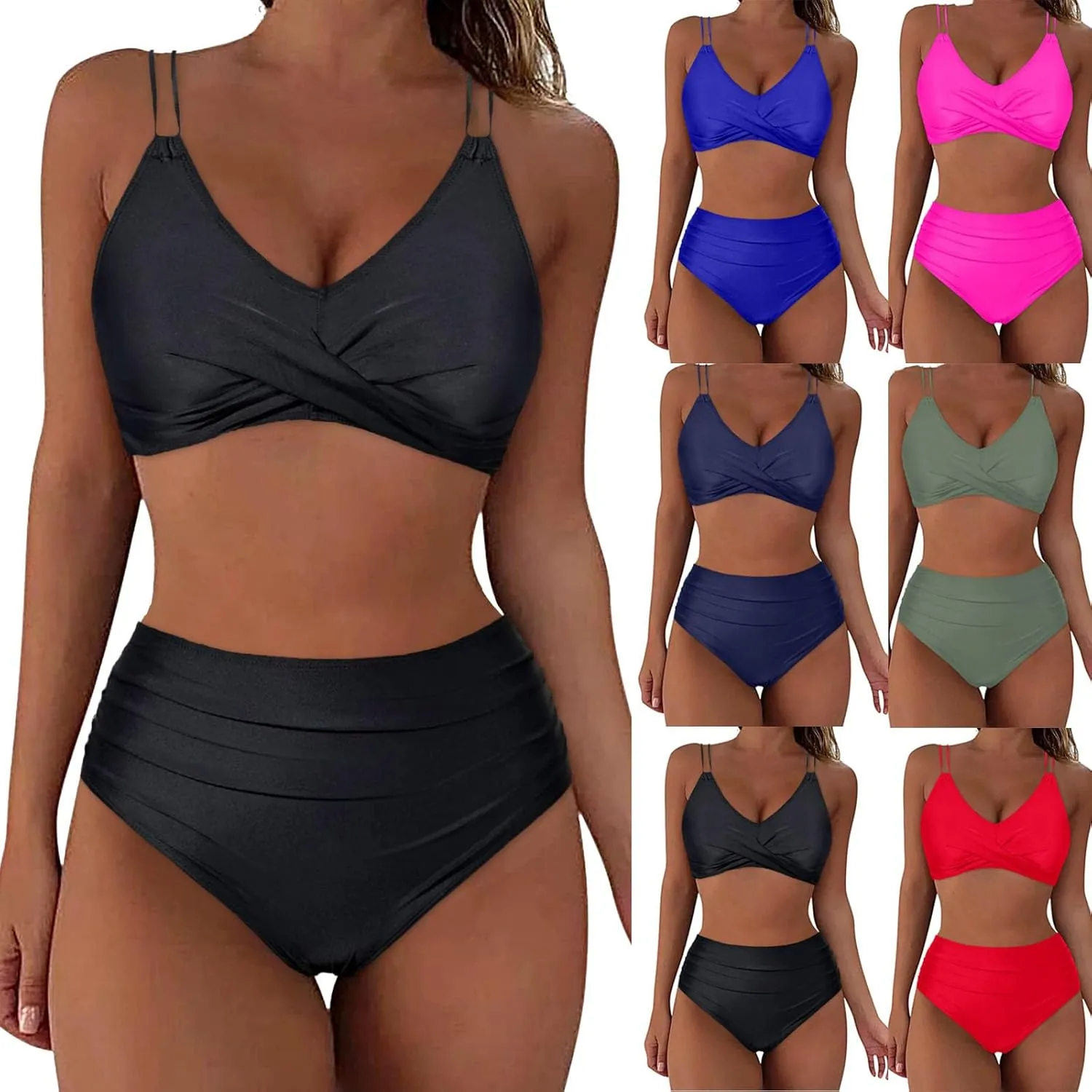 Women Bikini Set Sexy High Waisted Bathing Suits Two Piece Swimsuits 2 Piece Slimming Bathing Swim Suits Swimwear Set