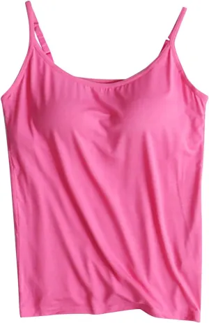 Women Camisoles Top with Built in Bra Adjustable Spaghetti Strap Yoga Tank Tops Basic Layer Camis Shirt 2025 Fashion
