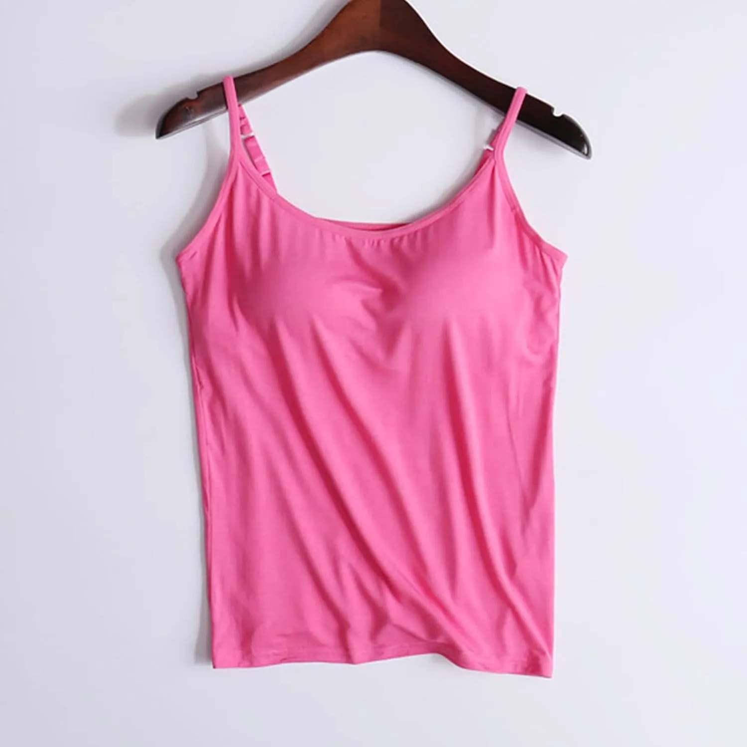 Women Camisoles Top with Built in Bra Adjustable Spaghetti Strap Yoga Tank Tops Basic Layer Camis Shirt 2025 Fashion
