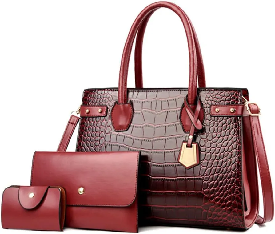 Women Crocodile Pattern Shoulder Crossbody Bags Vintage Satchel Bag Purse