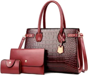Women Crocodile Pattern Shoulder Crossbody Bags Vintage Satchel Bag Purse