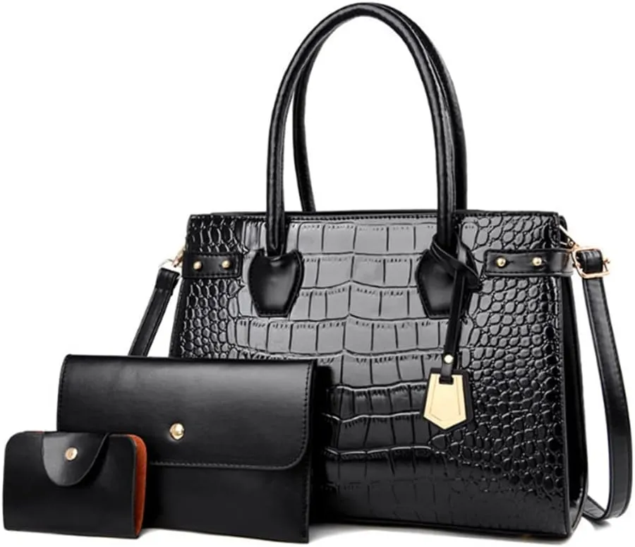 Women Crocodile Pattern Shoulder Crossbody Bags Vintage Satchel Bag Purse