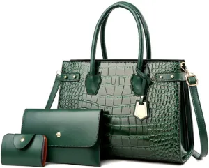 Women Crocodile Pattern Shoulder Crossbody Bags Vintage Satchel Bag Purse