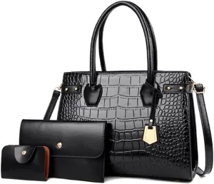 Women Crocodile Pattern Shoulder Crossbody Bags Vintage Satchel Bag Purse