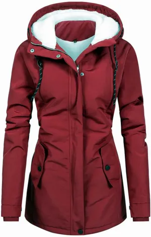Women Faux Fur Hooded Parka Coats 2024 Winter Fleece Sherpa Lined Mid Length Jacket Outwear Windproof Warm Jackets