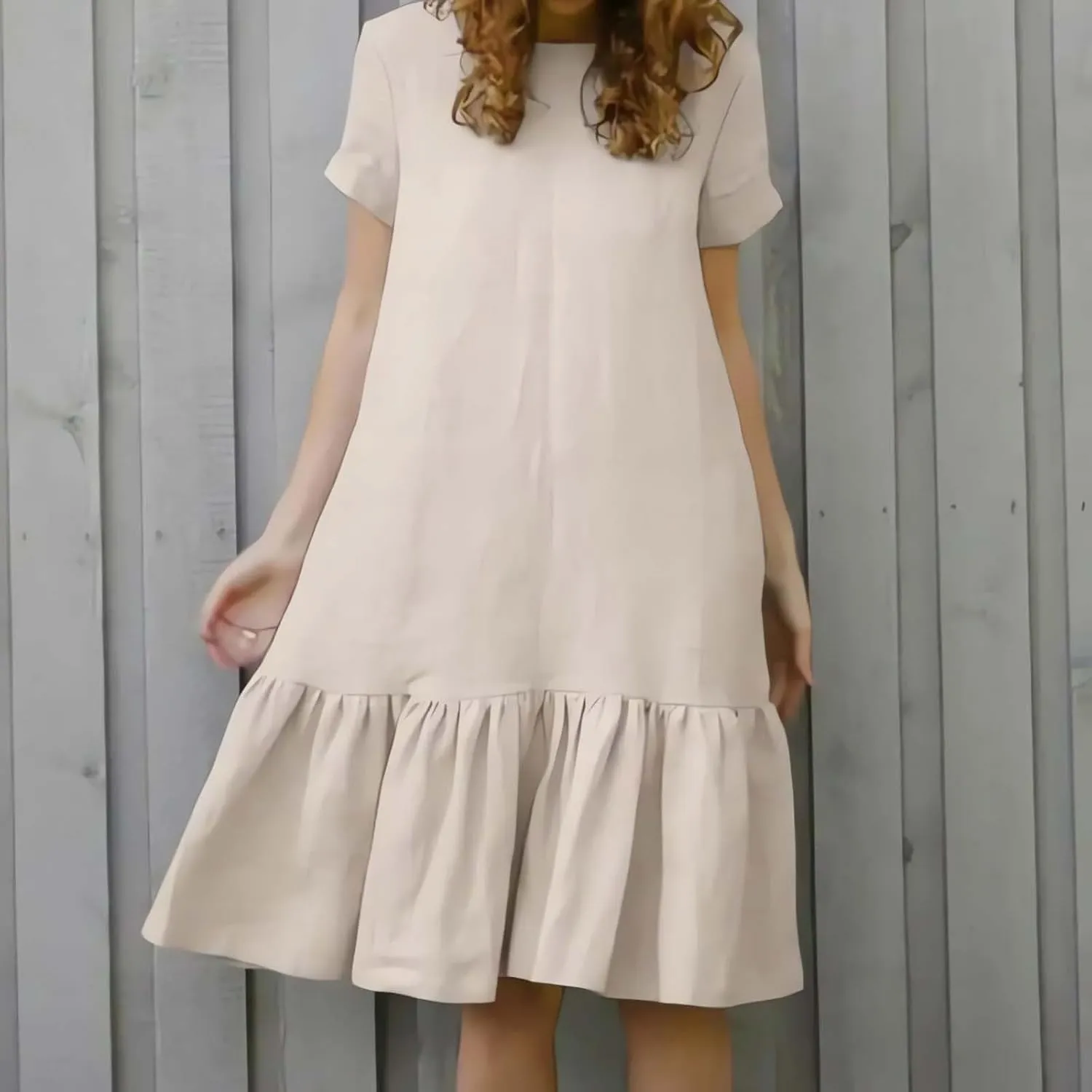 Women Linen Dresses Short Sleeve V Neck Long Dress Irregular Hem Casual Summer Cotton Linen Dress Fashion Maxi Dress