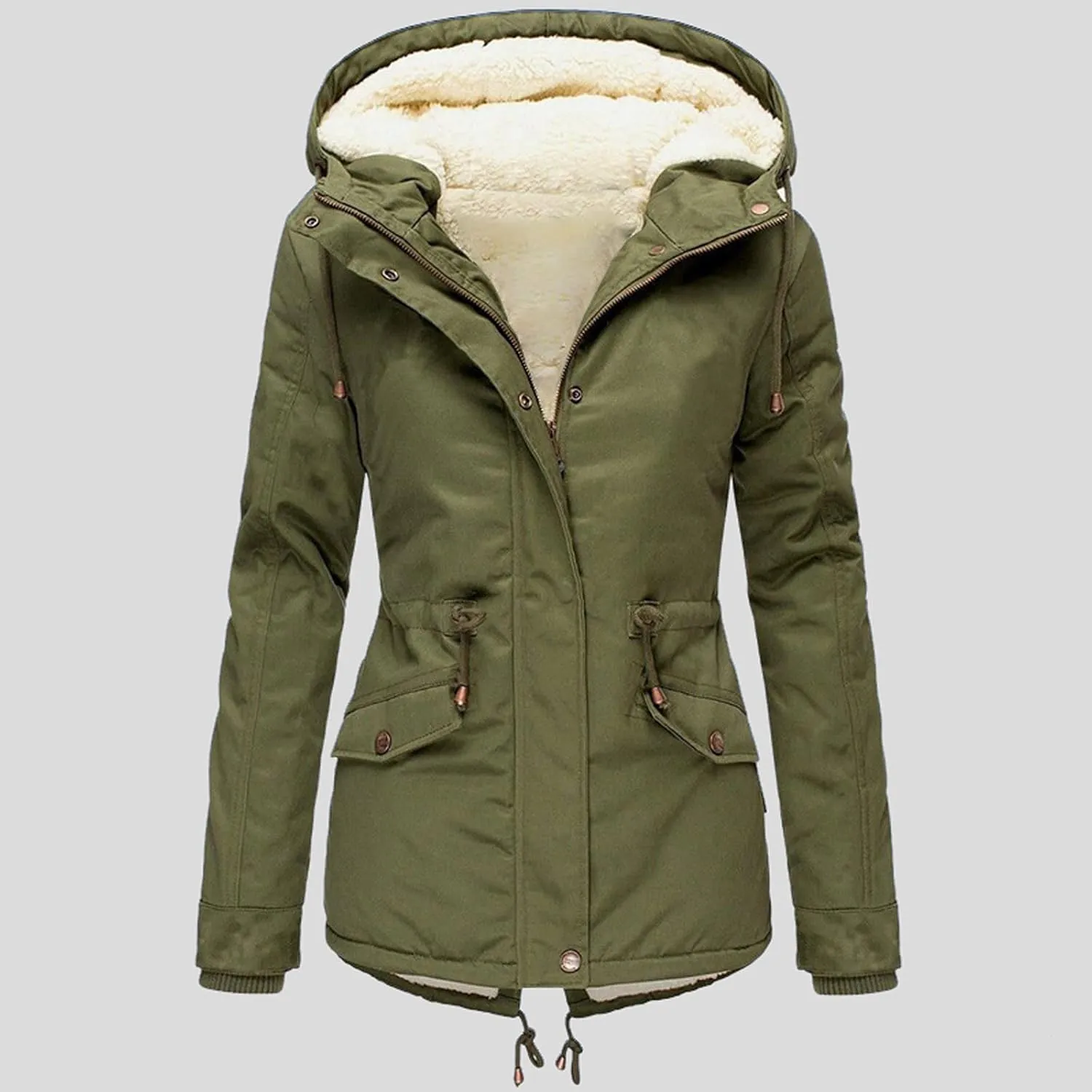 Women Plus Size Winter Overcoat Women's Jacket Thick Outwear Plush Lined Hooded Coat Warm Trench Women's Coat Women's