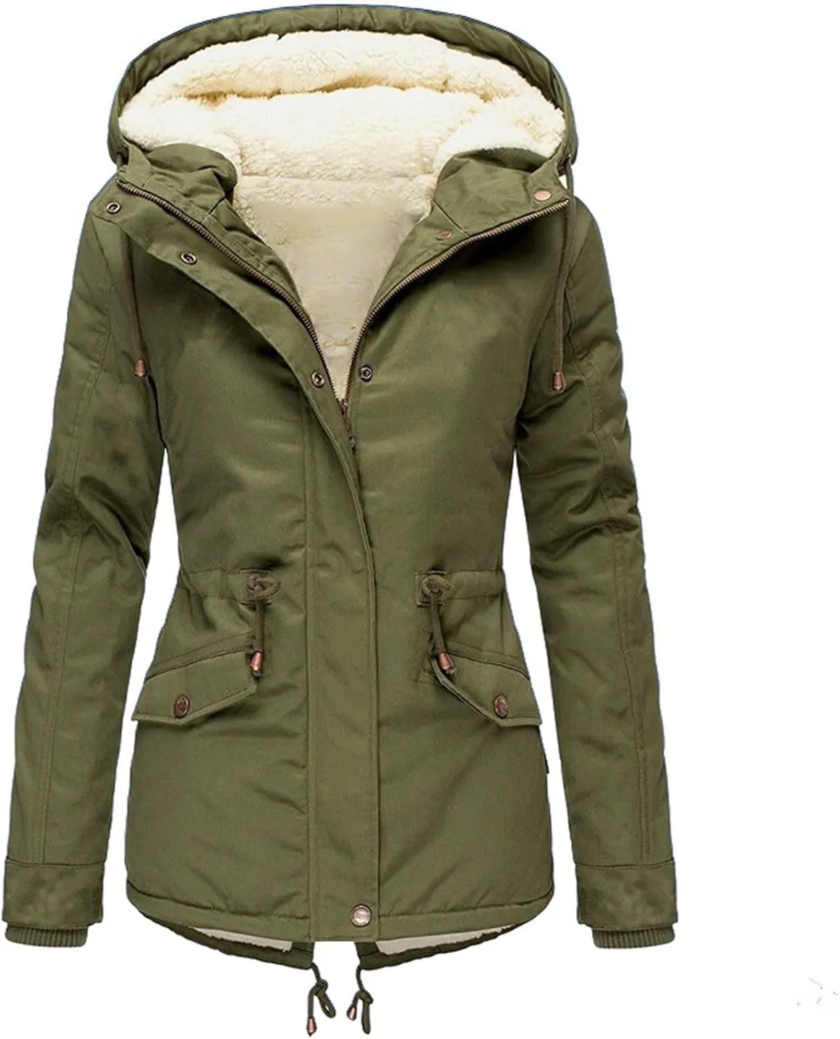 Women Plus Size Winter Overcoat Women's Jacket Thick Outwear Plush Lined Hooded Coat Warm Trench Women's Coat Women's