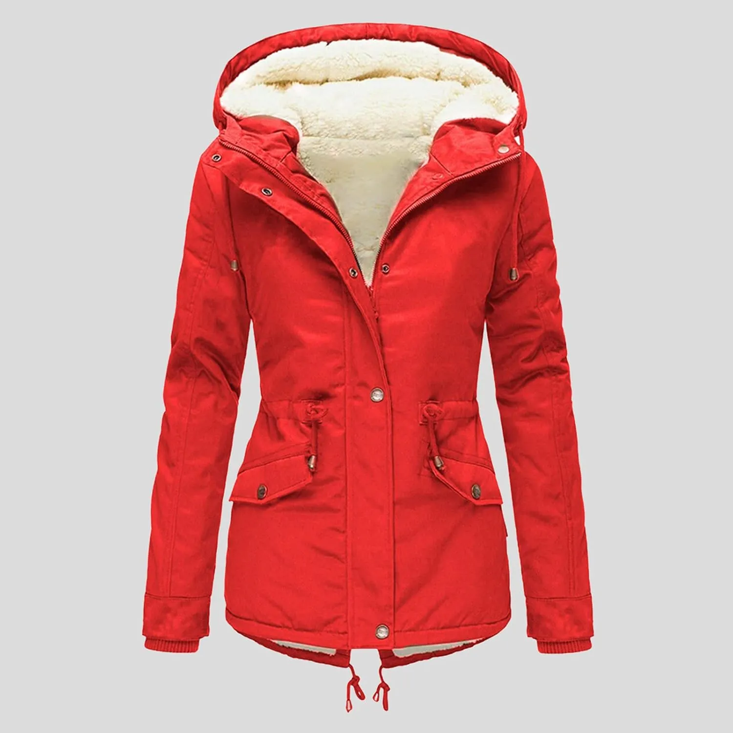 Women Plus Size Winter Overcoat Women's Jacket Thick Outwear Plush Lined Hooded Coat Warm Trench Women's Coat Women's