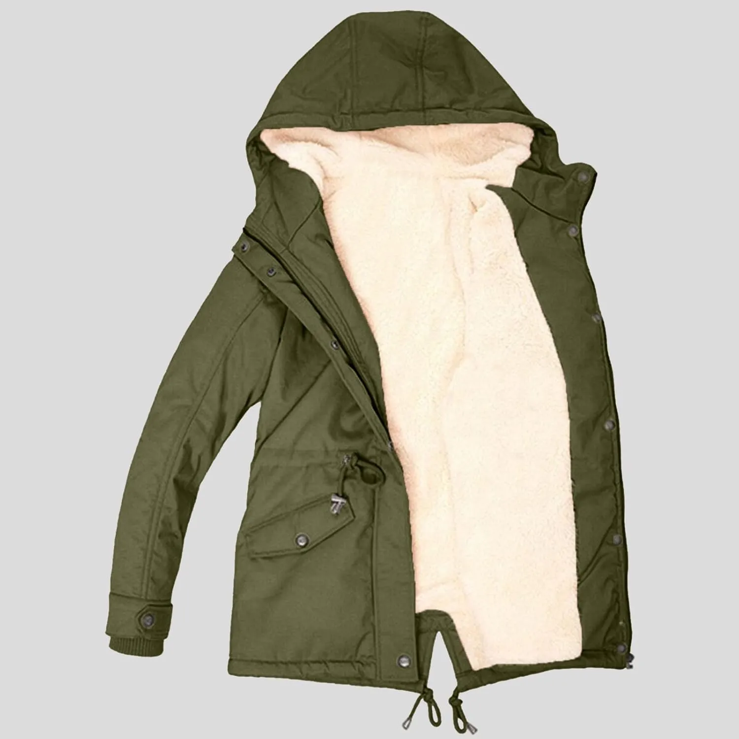 Women Plus Size Winter Overcoat Women's Jacket Thick Outwear Plush Lined Hooded Coat Warm Trench Women's Coat Women's