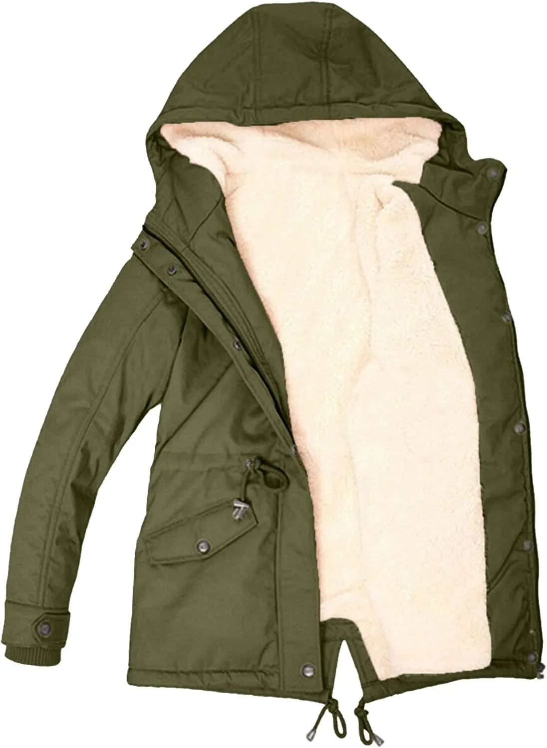 Women Plus Size Winter Overcoat Women's Jacket Thick Outwear Plush Lined Hooded Coat Warm Trench Women's Coat Women's