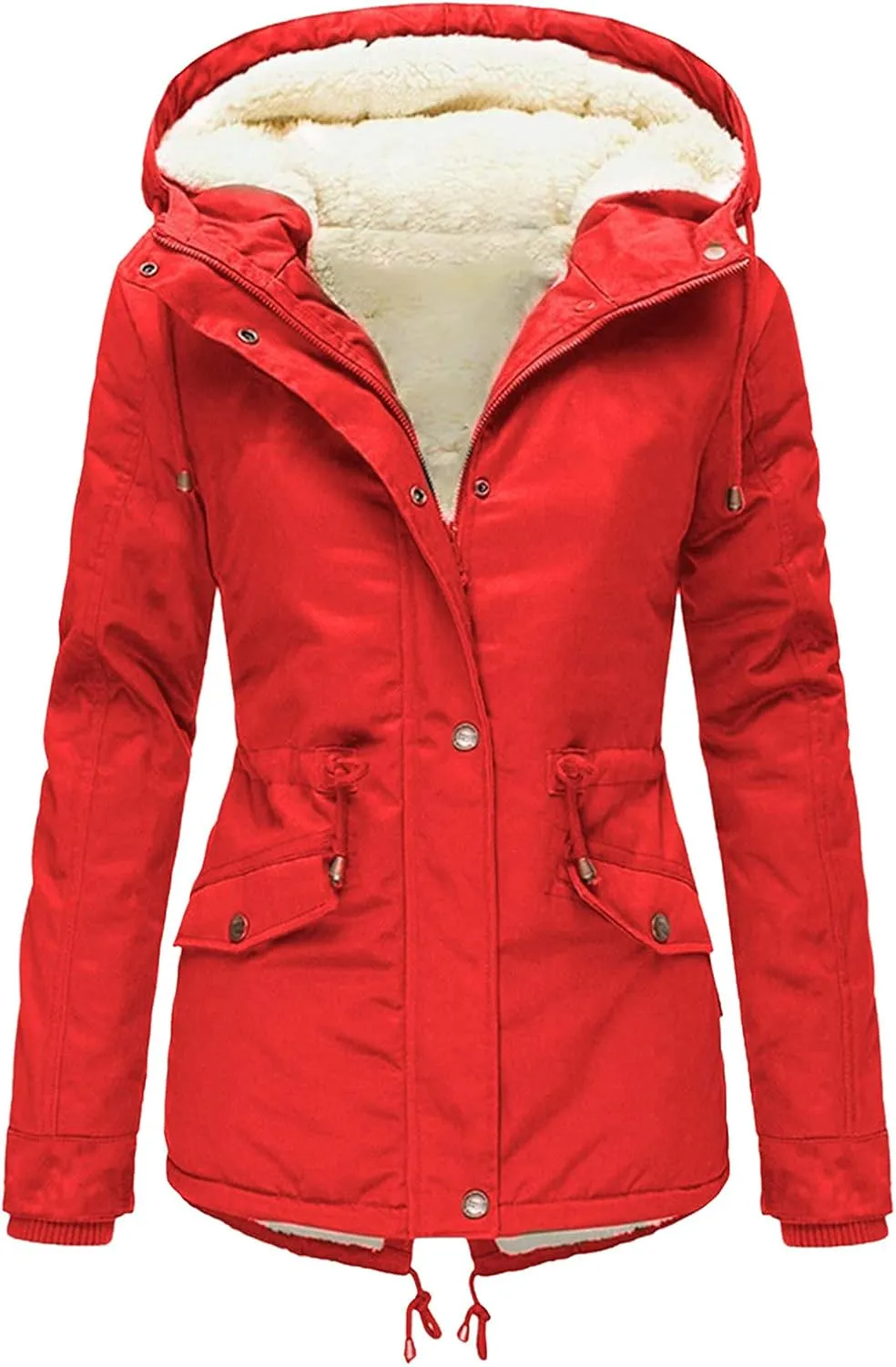Women Plus Size Winter Overcoat Women's Jacket Thick Outwear Plush Lined Hooded Coat Warm Trench Women's Coat Women's