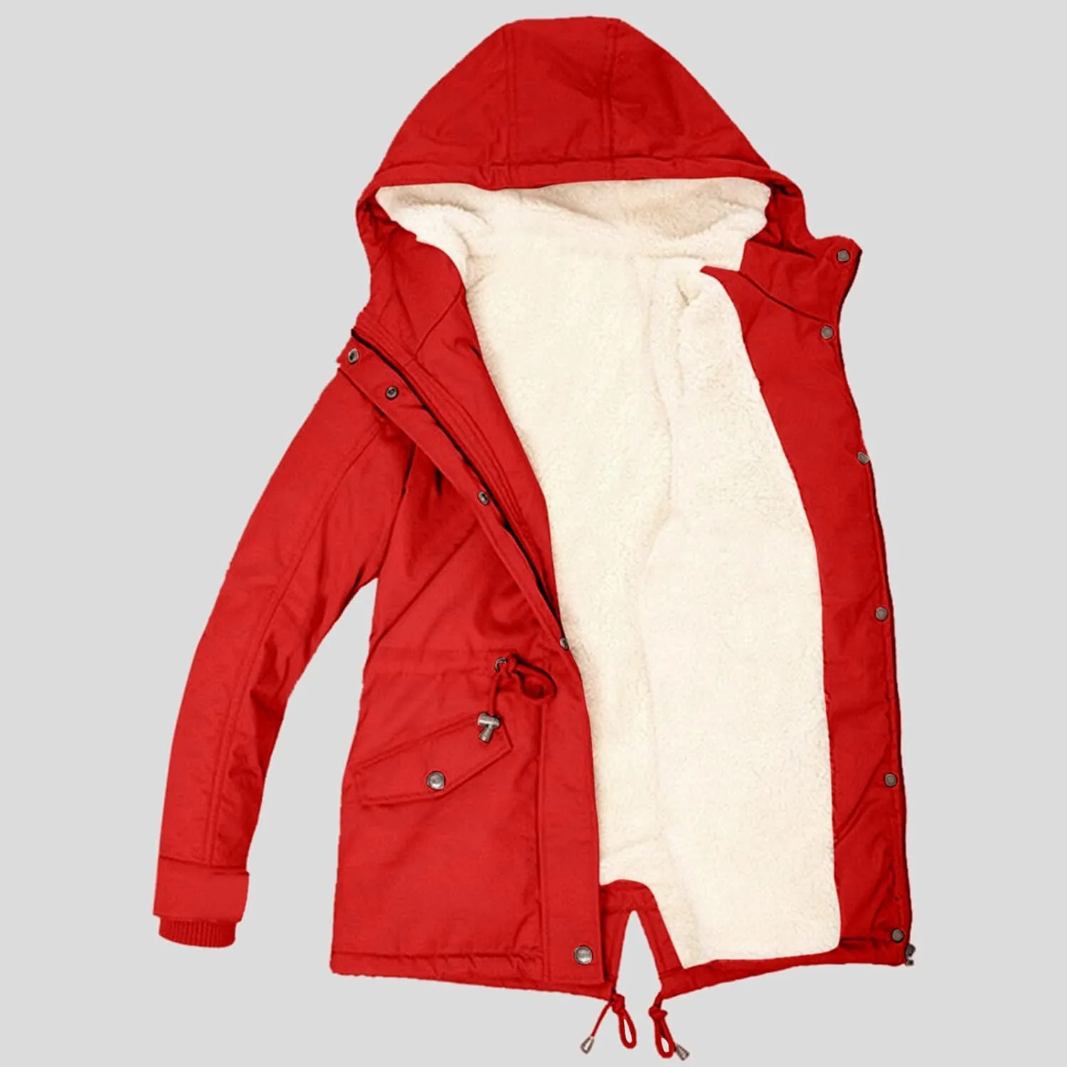 Women Plus Size Winter Overcoat Women's Jacket Thick Outwear Plush Lined Hooded Coat Warm Trench Women's Coat Women's