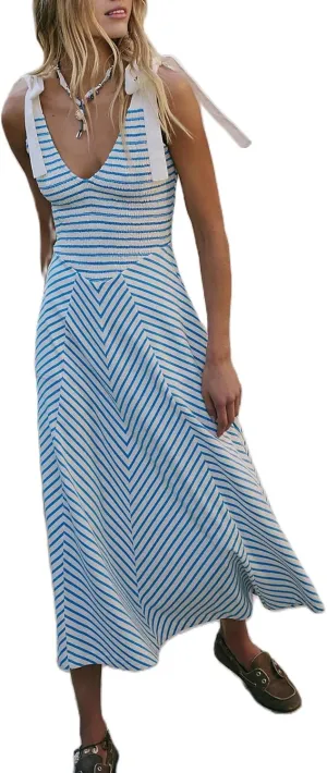 Women Summer Colorful Striped Maxi Cami Dress Spaghetti Strap Boho Long Flowy Sun Dresses A Line Beach Sundresses