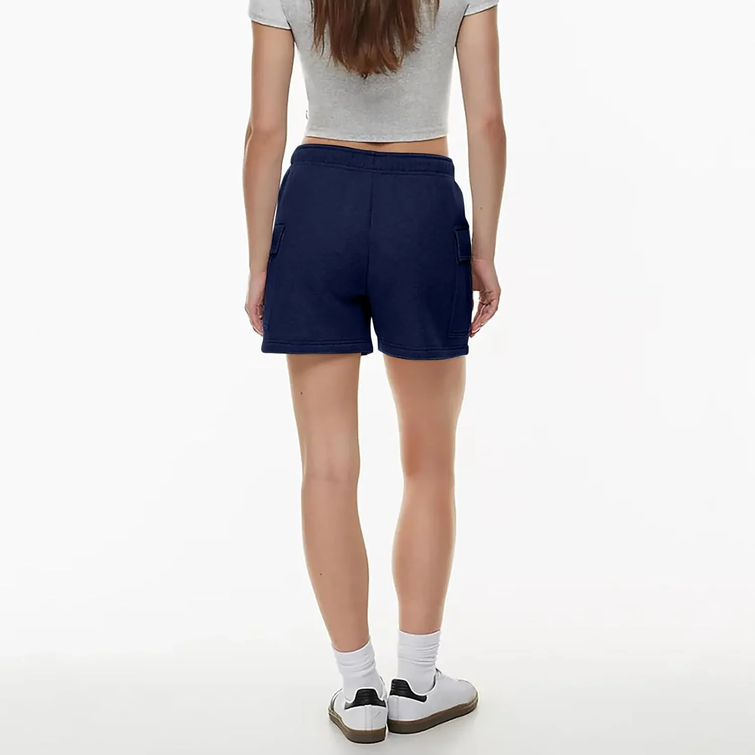 Women Sweat Shorts with Cargo Pockets Casual Summer Athletic Shorts High Waisted Running Shorts Comfy Lounge Shorts