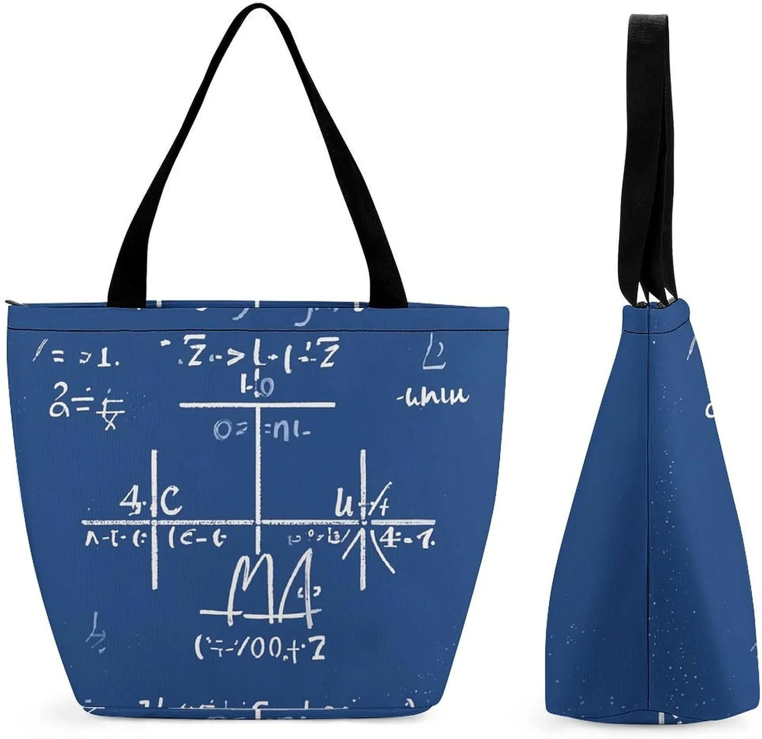 Women Tote Bags with Handles Math Formula Shoulder Bag with Zipper Handbags Shopping Bags Travel Bag Beach Bag Reusable Grocery Bag for Swim Holiday Gift