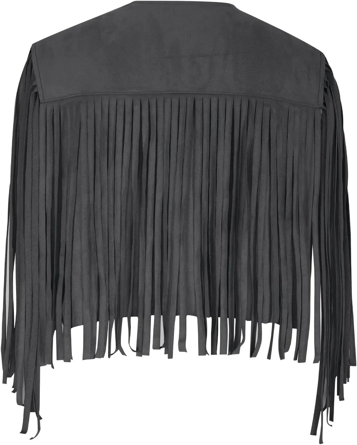 Women Trendy Tassel Cardigan Jackets Faux Suede Leather Fringe Vest Sleeveless Cropped Biker Motorcycle Coats