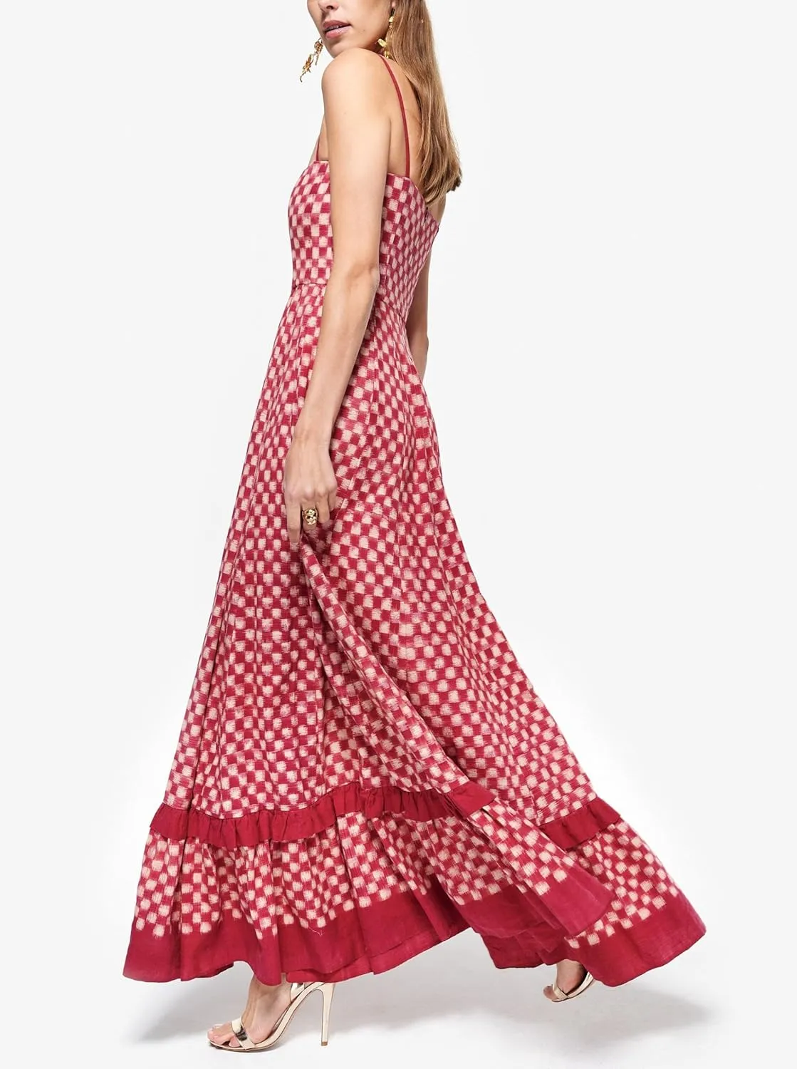 Women Y2k Striped Maxi Dress Flowy Cut Out Backless Corset Spaghetti Strap Boho Long Midi Dress Milkmaid Sundress