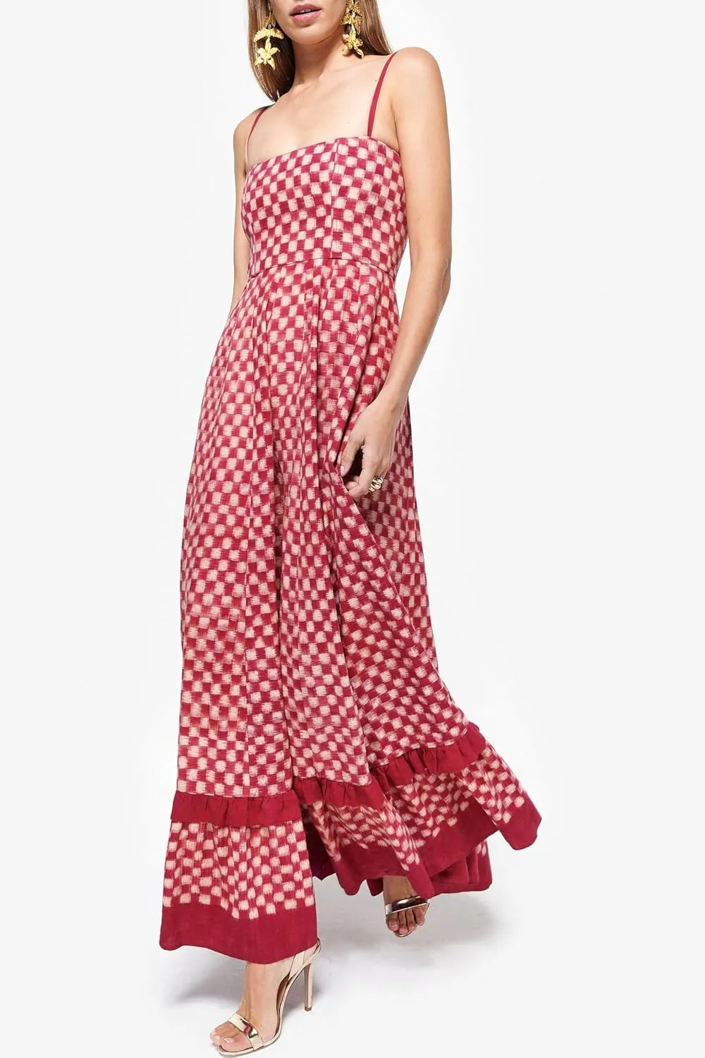 Women Y2k Striped Maxi Dress Flowy Cut Out Backless Corset Spaghetti Strap Boho Long Midi Dress Milkmaid Sundress